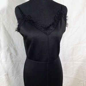 Love...Ady Black Slip Dress with Lace Trim, SzXL